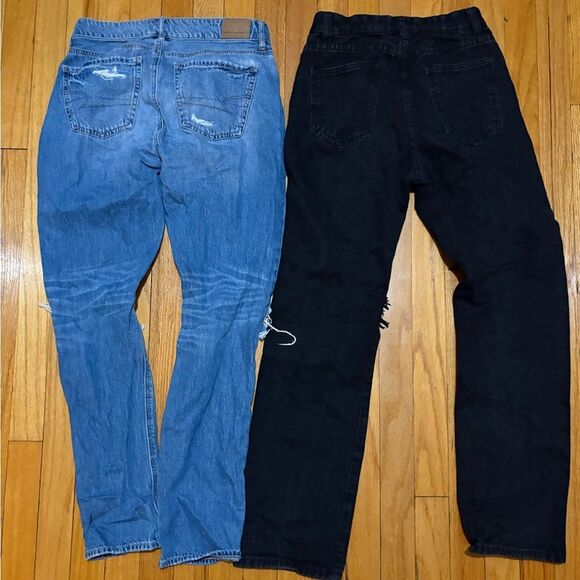 American Eagle Outfitters Blue and Black Distressed Boyfriend Jeans - Picture 8 of 8